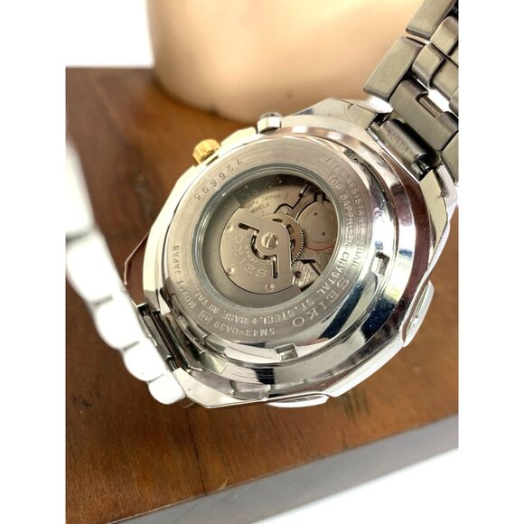 Seiko Men's Watch 5M43-0A39 Sports 100 Kinetic Day Date Two Tone Steel 40mm - Picture 7 of 15